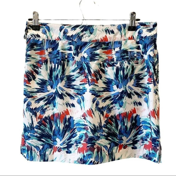 IZOD Golf Tennis Athletic Skort Skirt White Blue Red Floral Print Size 2 - Picture 2 of 16